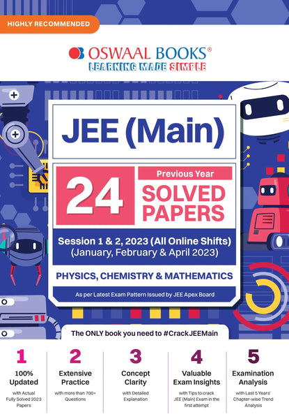 24 JEE Main Online 2023 Session 1 & 2 Previous Year Solved Papers (All Shifts) with last 5 years trend analysis | 700+ Questions