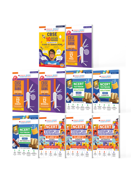 Oswaal CBSE Mega Study Pack - 10 Years' Solved Paper, Chapterwise & Topicwise QBs, Textbook Solutions and Exemplar For Class 12 PCM (For 2026 Exam)