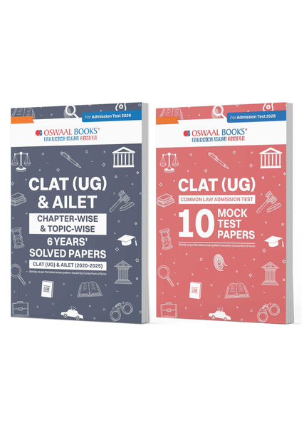 CLAT (UG) and AILET 6 Years' Chapter-wise and Topic-wise Solved Papers + 10 Mock Test Papers (Set of 2 books) | For 2026 Admission Test