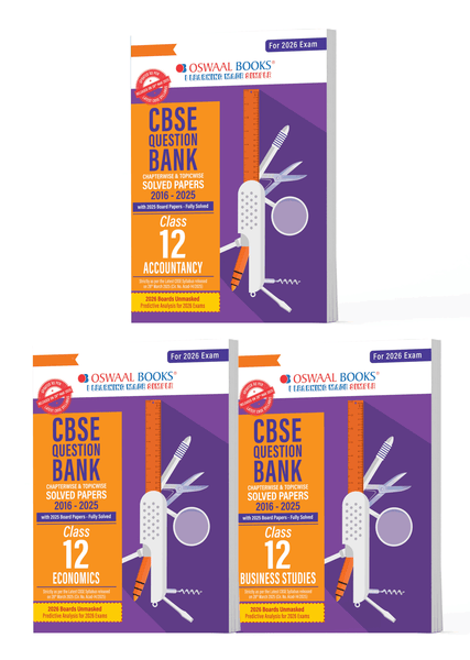 CBSE Question Bank Class 12 Set of 3 Books Accountancy, Economics and Business Studies Chapterwise & Topicwise Solved Papers | For 2026 Board Exams
