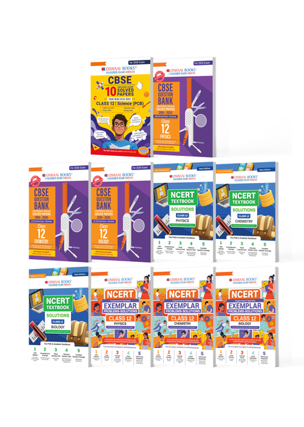 Oswaal CBSE Mega Study Pack - 10 Years' Solved Paper, Chapterwise & Topicwise QBs, Textbook Solutions and Exemplar For Class 12 PCB (For 2026 Exam)