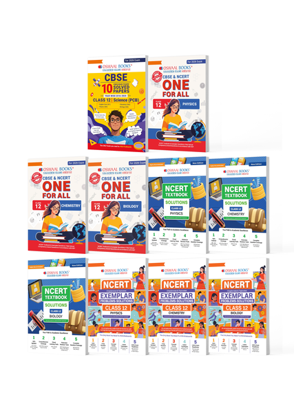 Oswaal CBSE Mega Study Pack - 10 Years' Solved Paper, CBSE & NCERT One For All, Textbook Solutions and Exemplar For Class 12 PCB (For 2026 Exam)
