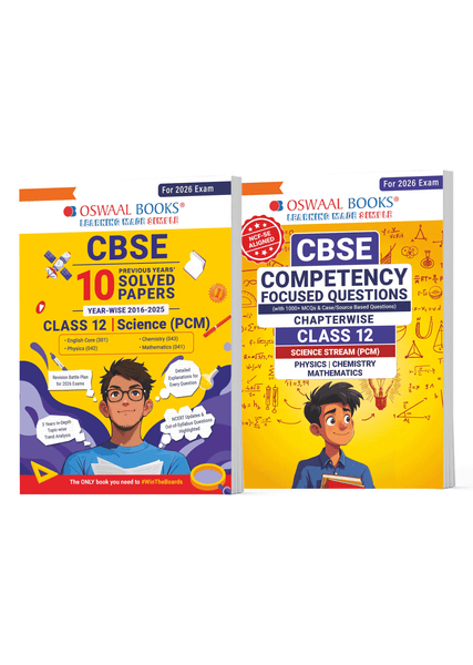 CBSE 10 Years' Solved Papers and Competency Focused Questions Chapter-wise Class 12 PCM (Set of 2)
