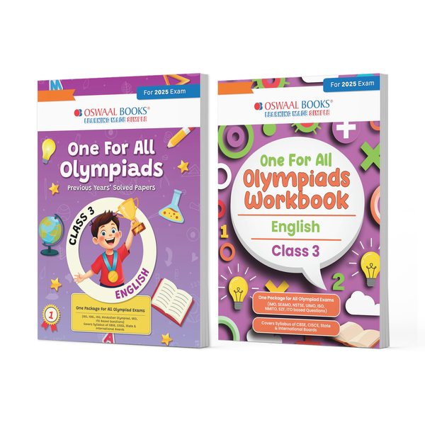 One For All Olympiads Class 3 Chapter-wise Previous Years's Solved Papers (Prep-Guide) + Workbook English (Set of 2 Books) For 2025 Exam