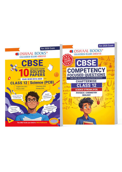 CBSE 10 Years' Solved Papers and Competency Focused Questions Chapter-wise Class 12 PCB (Set of 2)