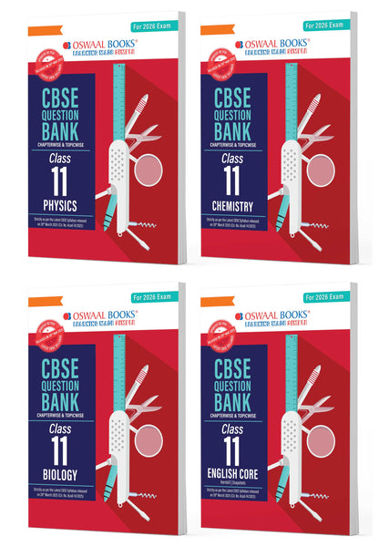 CBSE Question Bank Class 11 Set of 4 Books | English Core | Physics | Chemistry | Biology | Chapterwise & Topicwise Solved Papers | For 2026 Exams