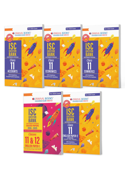 ISC Question Bank Chapter-wise Topic-wise Class 11 (Set of 5 Books) Accounts, Economics, Commerce, English Paper-1 & 2 For 2026 Board Exams