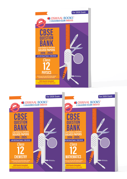 CBSE Question Bank Class 12 Set of 3 Books Physics, Chemistry and Maths Chapterwise & Topicwise Solved Papers | For 2026 Board Exams