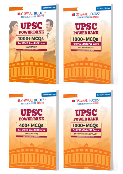 Power Bank |1000+ MCQs For UPSC And State PSCs Exams |Geography, Modern History, Art & Culture, Environment & Ecology (Set of 4) |Latest Edition