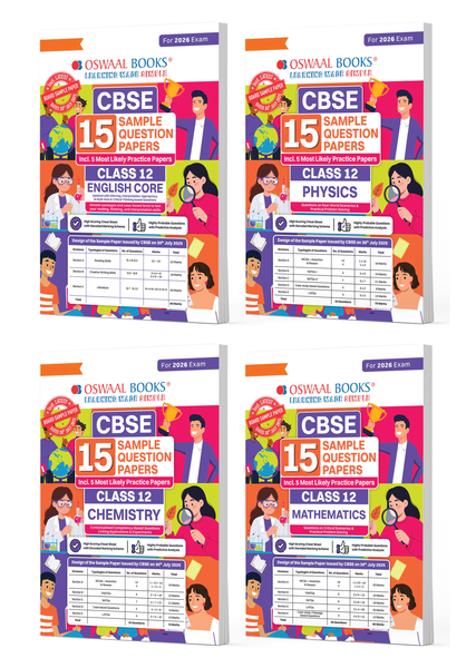 CBSE Sample Question Papers Class 12 English, Physics, Chemistry & Mathematics (Set of 4 Books) (For Board Exams 2026)