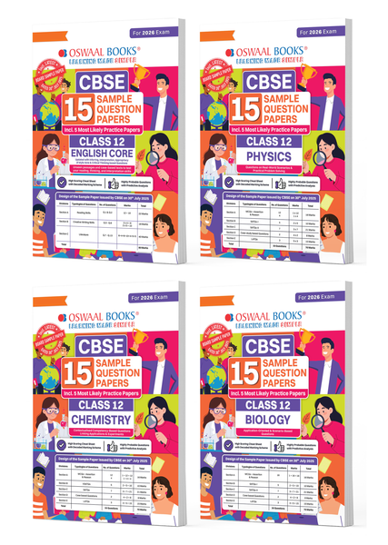 CBSE Sample Question Papers Class 12 English, Physics, Chemistry & Biology (Set of 4 Books) (For Board Exams 2026)