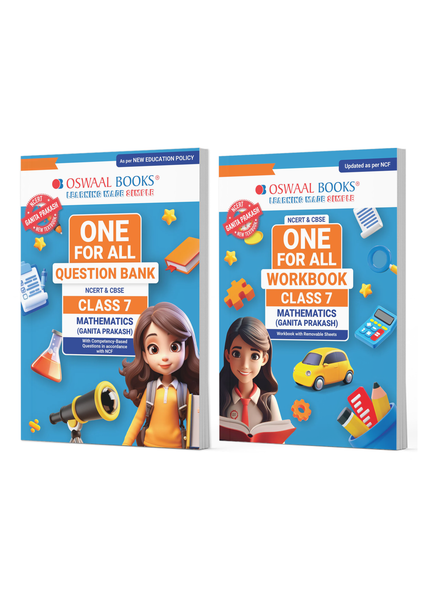 One For All Question Bank + One For All Workbook (NCERT & CBSE) Class 7 Mathematics (Set of 2 Books) | Updated As Per NCF For Latest Exam