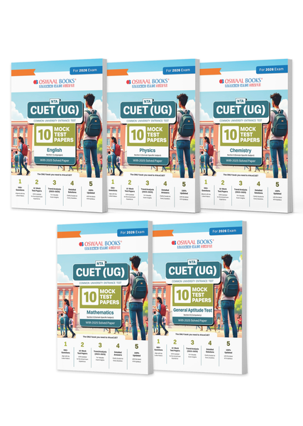 NTA CUET (UG) Mock Test Papers | English, Physics, Chemistry, Maths & General Aptitude Test (Set of 5 Books) | For 2026 Exam