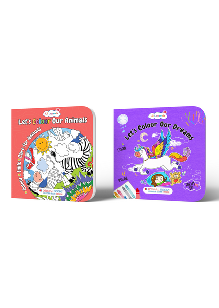Colouring Book Combo – Animals & Dreams Colouring Book Set – 2 Kids Activity Books for Creative Learning & Fun