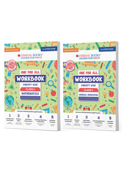 One For All Workbook Concept Wise Class-4 Mathematics & General Knowledge (Set Of 2 Books) (For Latest Exam)