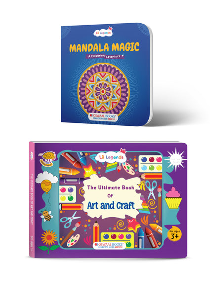 2‑in‑1 Art & Craft Activity Book Set for Kids Age 3+ | Mandala Colouring & 30 Fun DIY Projects to Boost Creativity