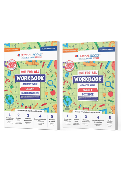 One For All Workbook Concept Wise Class-4 Mathematics & Science (Set Of 2 Books) (For Latest Exam)
