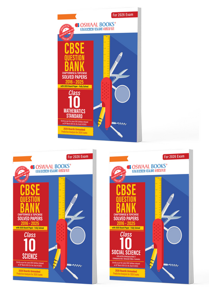 CBSE Question Bank Class 10 Set of 3 Books Maths Standard, Science & Social Science Chapterwise & Topicwise Solved Papers For 2026 Board Exams