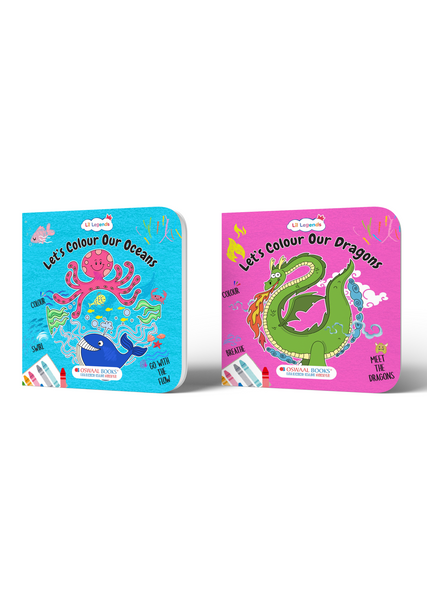 Ocean & Dragons Colouring Book Set – 2 Kids Activity Books for Creative Learning & Fun