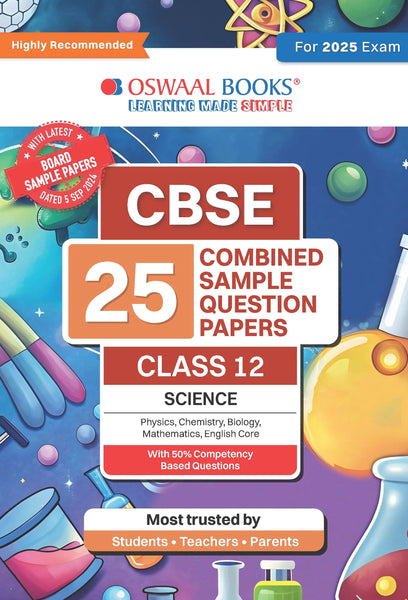 CBSE 25 Combined Sample Question Papers Class 12 Science Books Physics, Chemistry, Biology, Mathematics, English Core (For 2025 Exam)