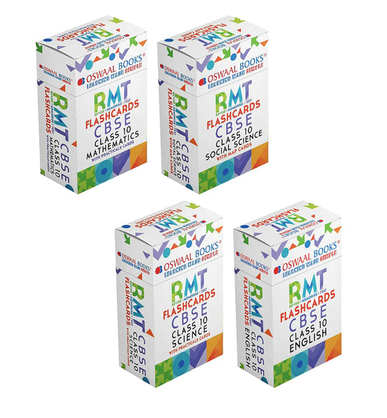 CBSE RMT Flashcards Class 10 (Set Of 4 Flashcards) English, Science, Social Science, Mathematics (For 2025 Board Exams)