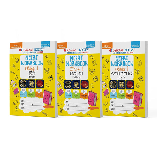NCERT Workbook Class 1 Hindi Saarangi, English Mridang and Mathematics Joyful (Set of 3 Books) (For Latest Exam)