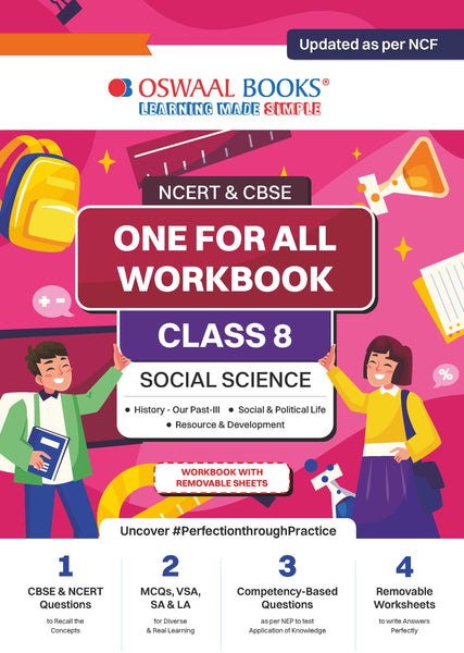 NCERT & CBSE One for all Workbook | Social Science | Class 8 | Updated as per NCF | MCQ's | VSA | SA | LA | For Latest Exam