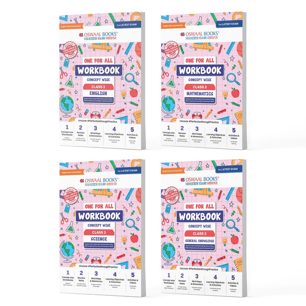 One For All Workbook Concept Wise Class-3 English, Math, Science & General Knowledge (Set Of 4 Books) (For Latest Exam)