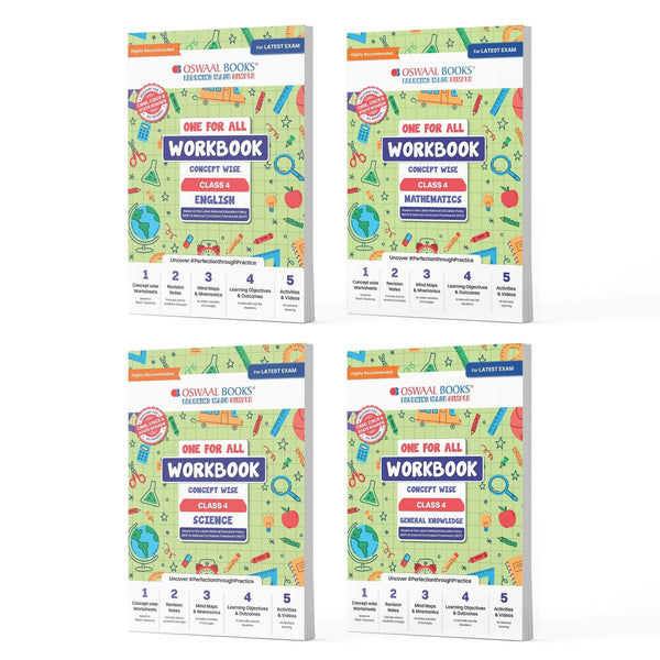 One For All Workbook Concept Wise Class-4 English, Math, Science & General Knowledge (Set Of 4 Books) (For Latest Exam)