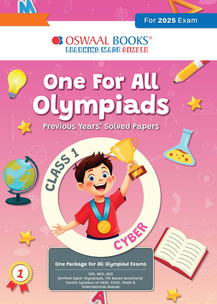 One for All Olympiads Chapter-wise Previous Years' Solved Papers, Prep-Guide Class 1 Cyber For 2025 Exam