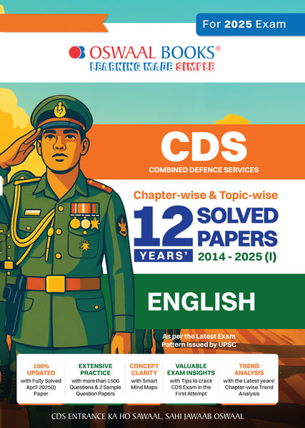 CDS (Combined Defence Services) Chapter-wise & Topic-wise 12 Years' Solved Papers 2014-2025 (I) | English | For 2025 Exam