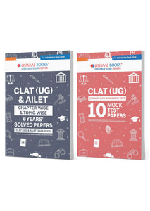 CLAT (UG) and AILET 6 Years' Chapter-wise and Topic-wise Solved Papers + 10 Mock Test Papers (Set of 2 books) | For 2026 Admission Test