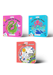 Lil Legends Let's Colour Wild & Wonderful Worlds – Pack of 3 Coloring Books for Kids 2–5 Years | Animals, Ocean & Dragons Themes | Early Learning, Creativity & Fine Motor Skills Development