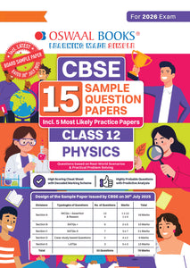 CBSE 15 Sample Question Papers Class 12 Physics for 2026 Board Exam (As per CBSE Sample Question Paper issued on 30 July 2025), recommended by 2025 CBSE Toppers with Chapter wise Highly Probable Questions