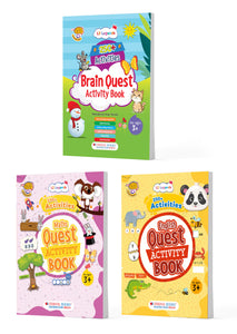 3‑in‑1 Activity Book Set for Kids Age 3+ | Brain, Maths & English Quest | 750+ Fun Early Learning Exercises for Tracing, Colors, Shapes, Numbers & Alphabets