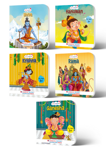 5‑Book Mythology Board Book Set for Kids Age 3+ | Stories of Lord Shiva, Hanuman, Krishna, Rama & Ganesha | Illustrated Short Bedtime Tales from Indian Mythology