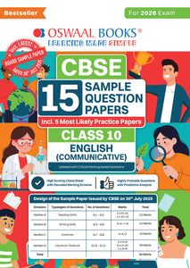 CBSE 15 Sample Question Papers Class 10 English Communicative for 2026 Board Exam (As per CBSE Sample Question Paper issued on 30 July 2025), recommended by 2025 CBSE Toppers with Chapter wise Highly Probable Questions