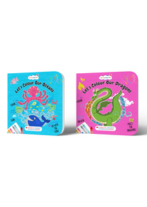 Ocean & Dragons Colouring Book Set – 2 Kids Activity Books for Creative Learning & Fun