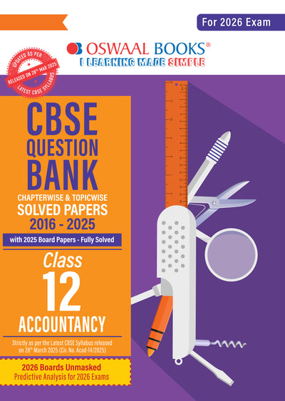 Oswaal CBSE Question Bank Chapterwise and Topicwise Solved Papers Class 12 Accountancy For Exam 2026