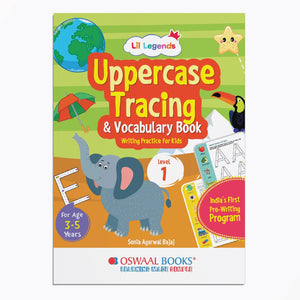 Lil Legends Uppercase Tracing & Vocabulary Writing Practice Book for Kids, Level-1 | Age- 3 to 5 Years|