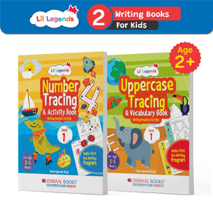 Lil Legends Writing Practice Boxset (Set of 2 Books) Number Tracing & Activity Book; Uppercase Tracing & Vocabulary Book For Kids, Level-1 | 2 To 5 Year Old